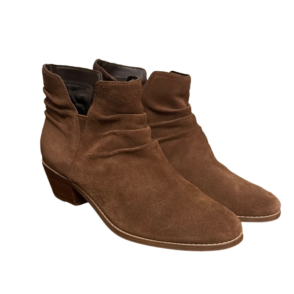 COLE HAAN Brown Mahogany Suede Alayna Slouch Booties, Womens Size 10